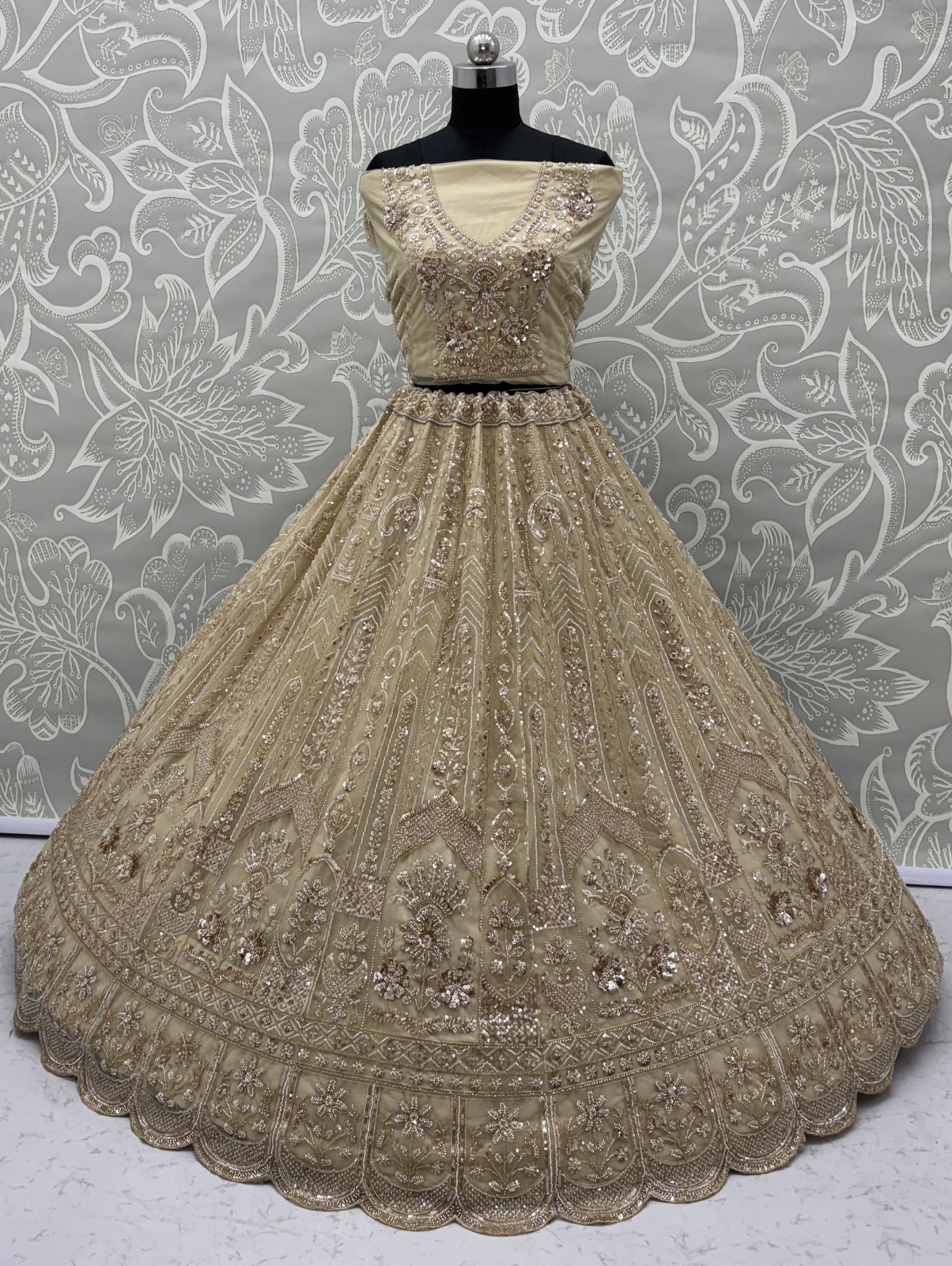 Designer Net Lehenga Choli Hand Beads Zari Embroidery Festive Ethnic Wear