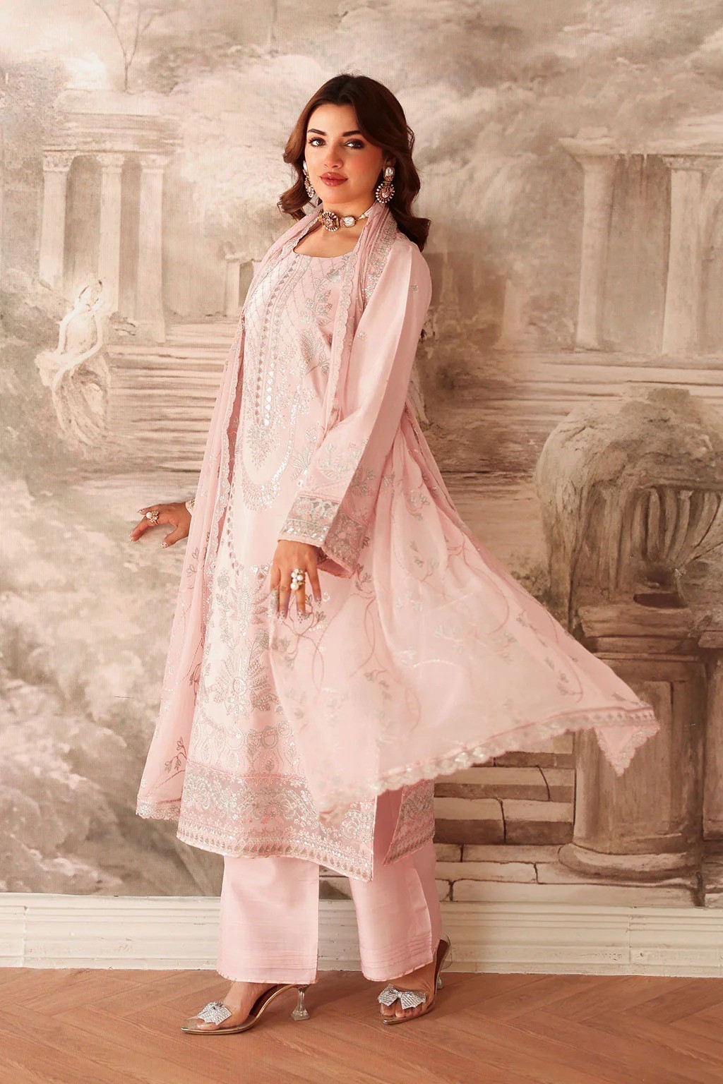 Pakistani Rawsilk Embroidered Shalwar Kameez | Stitched big sizes Available