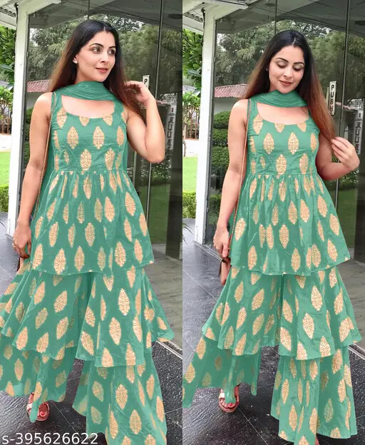 Indian Women Beautiful New Design Attractive Sharara Set with Dupatta For Girls