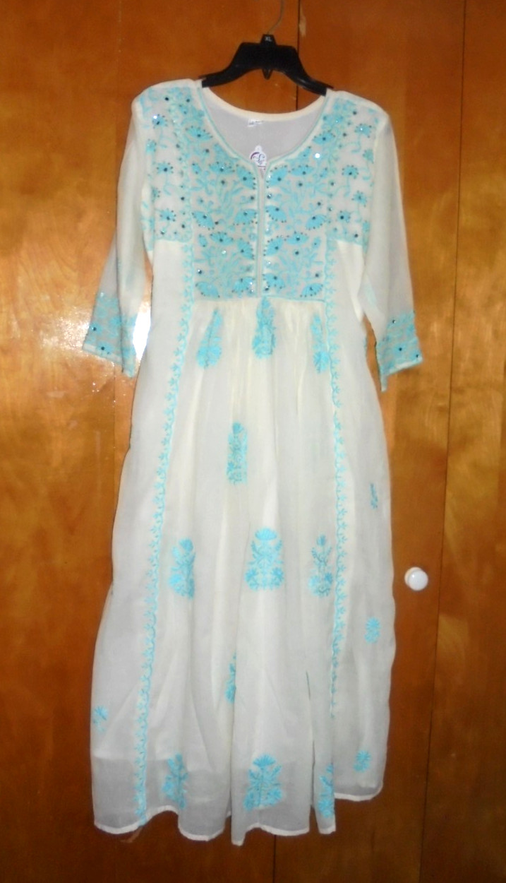 Indian Pakistani anarkali long kurta white size M not Khaadi Maria B Sadabahar