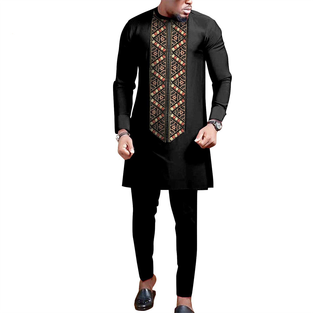 Men’s 2 Piece Set Traditional Shirt and Pants African Set Suit Middle East Suit