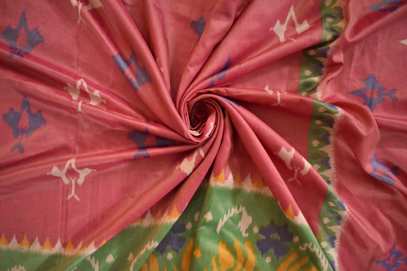 FNC Vintage Pink Sambalpuri Ikat Sarees Handwoven Art Silk Sari Fabric Antique