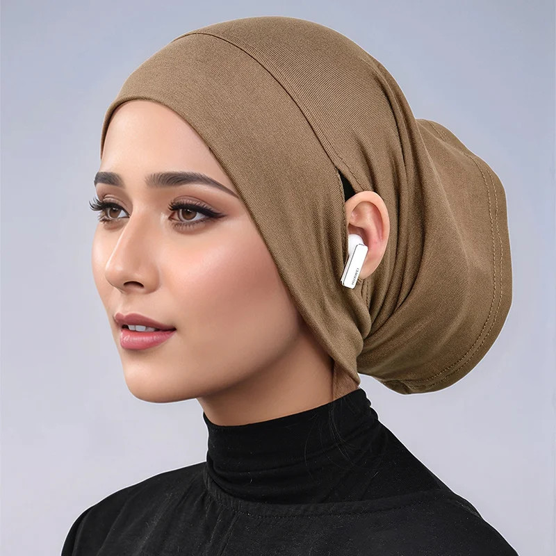 Jersey Cotton Muslim Women Under Hijab Cap With Ear Hole Inner Hijab Cap