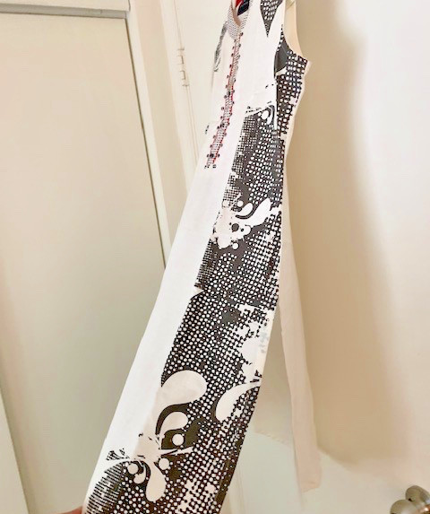 Zola Cotton Kurta Black White Red Printed India Sleeveless w/ Optional Sleeves M
