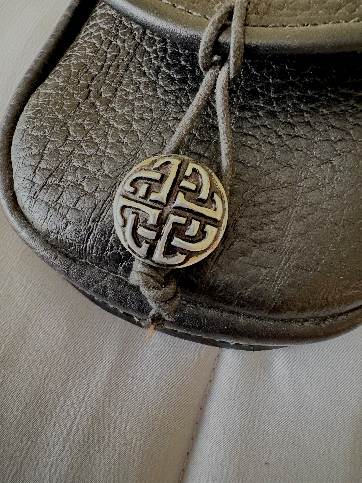 Celtic Leather Belt Pouch Black Embossed Kilt Bag Medieval