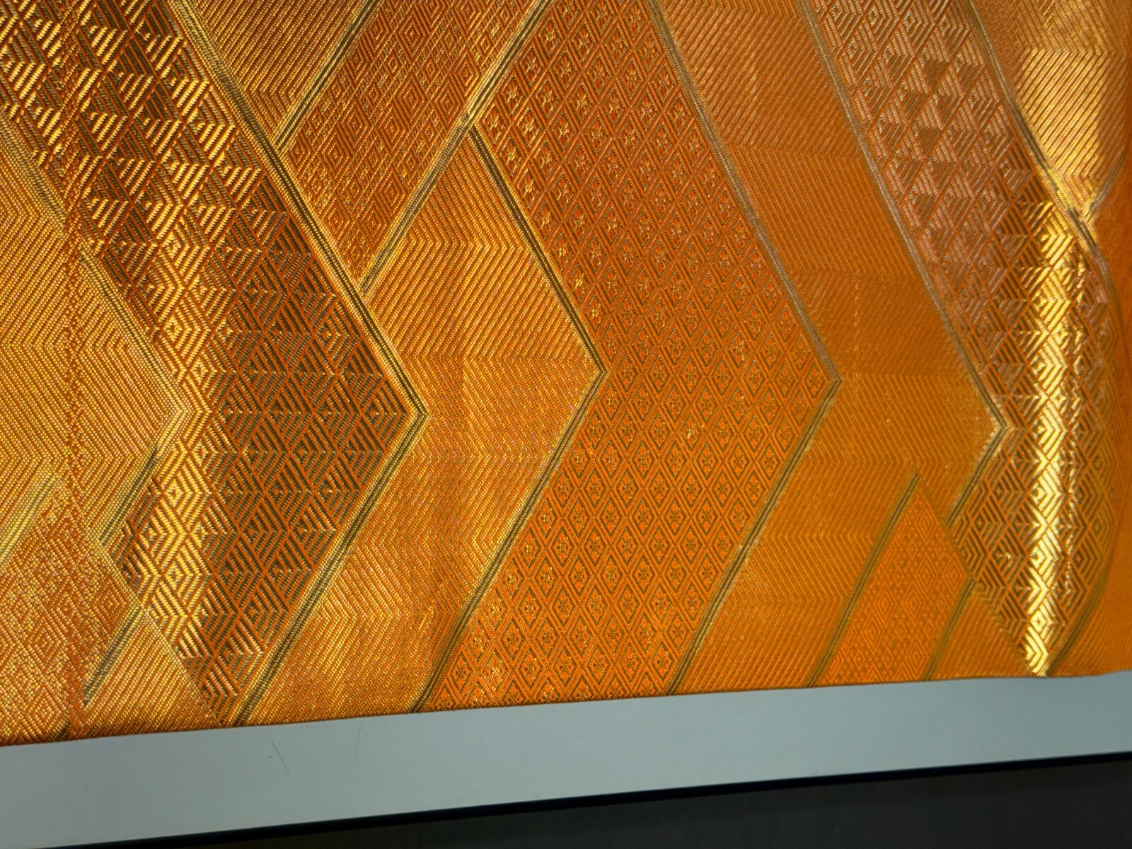 Japanese Vintage Kimono Fukuro Obi silk orange expensive tradition 170×12.2in