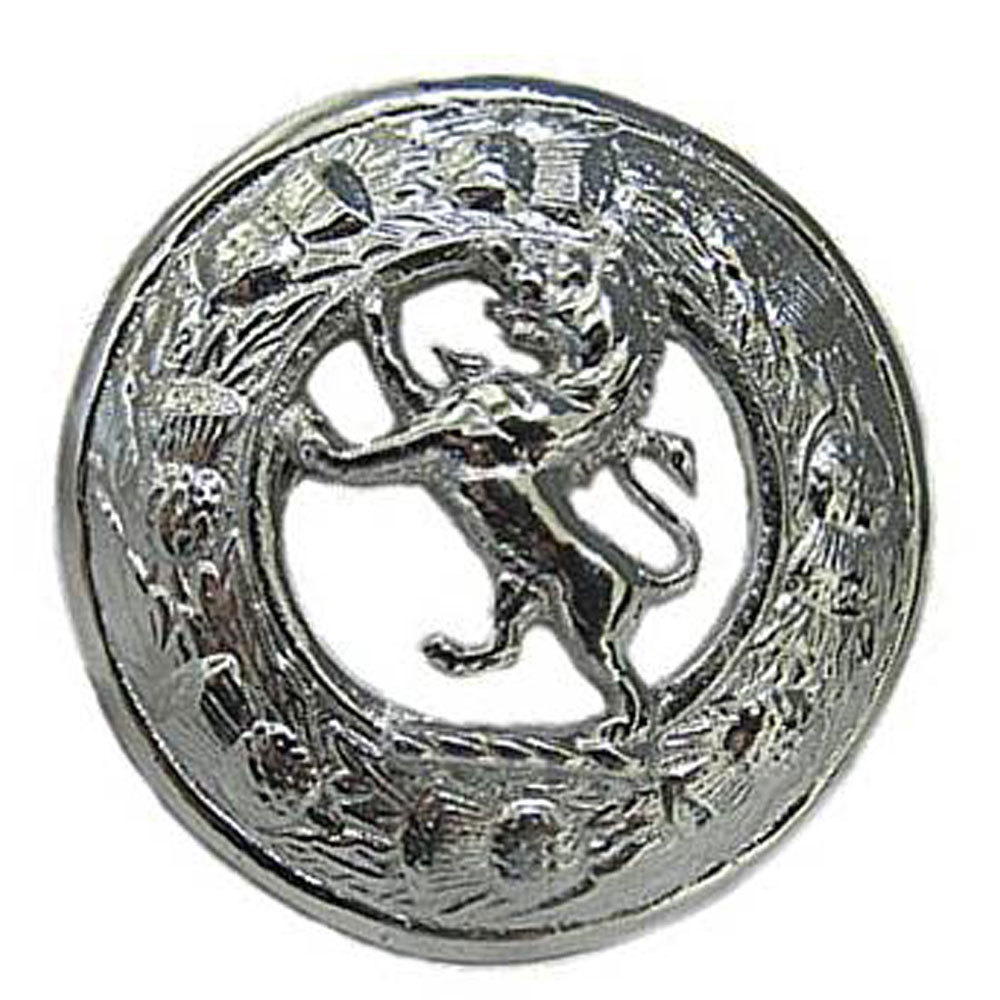 HW Kilt Fly Plaid Brooch Lion Rampant Chrome Finish 3″ Scottish Pins & Brooches