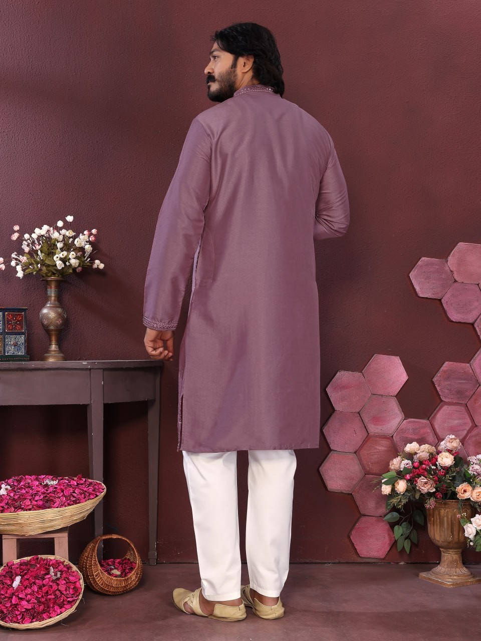 Men’s Ethnic Kurta Pajama Set Ready to Wear Soft Cotton Bottom Designer Finish
