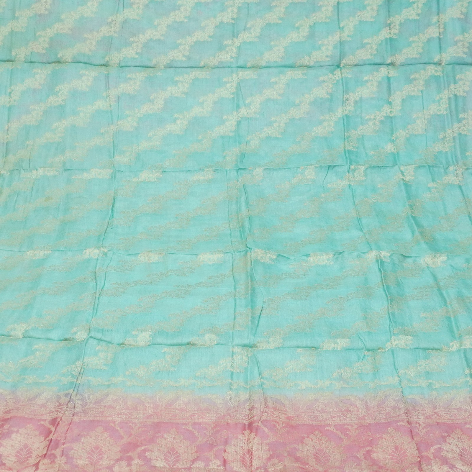 Namaste Vintage Blue Sarees 100% Pure Silk Woven Indian Sari 5YD Craft Fabric