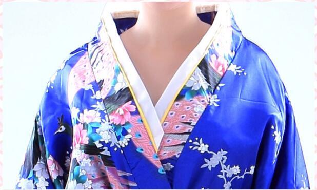 Japanese Women Traditional Kimono Imitation silk Yukata cherry blossom festival