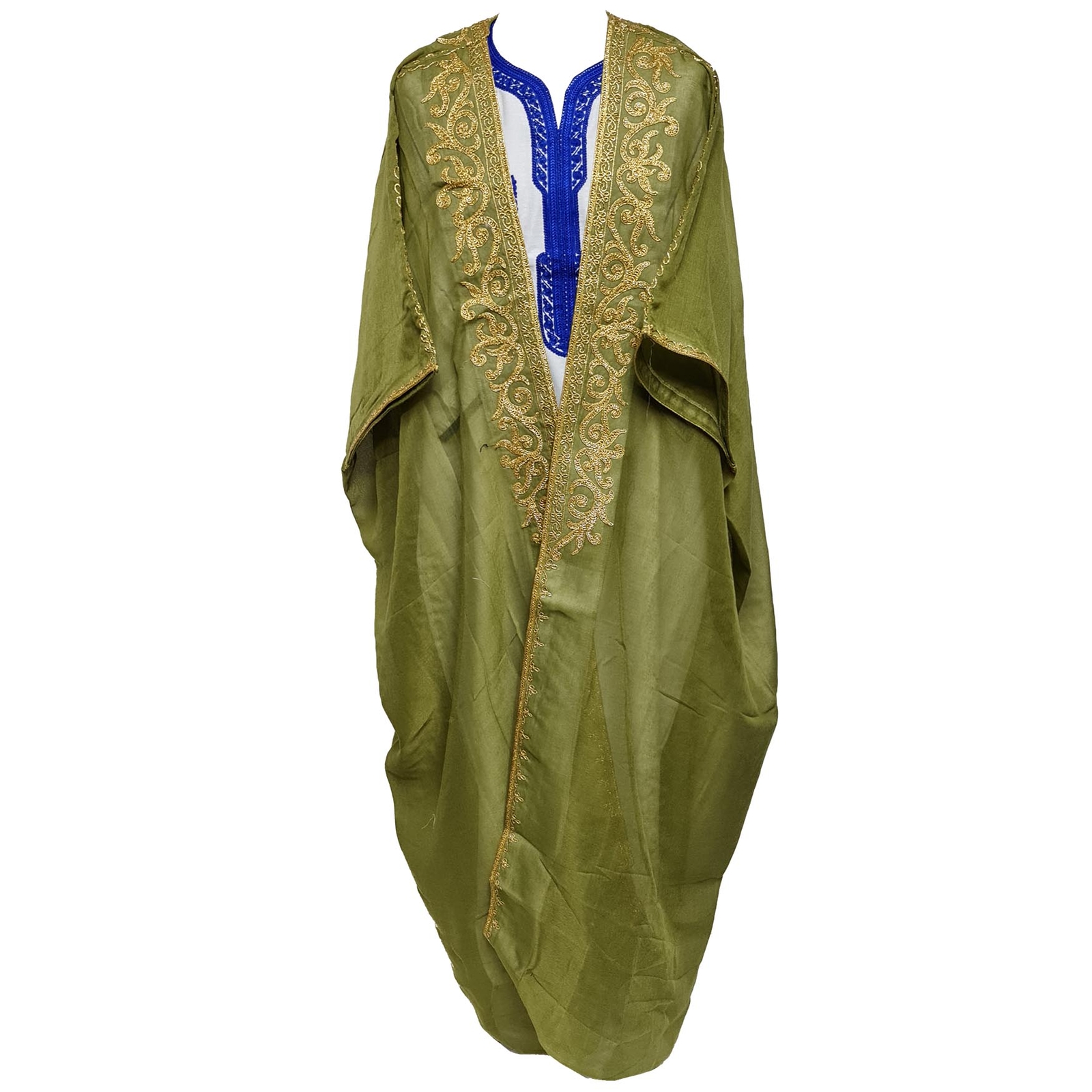 Women’s 3 Quarter Sleeve Arabian Bisht Olive Green Cloak Arab Dress Thobe Isl