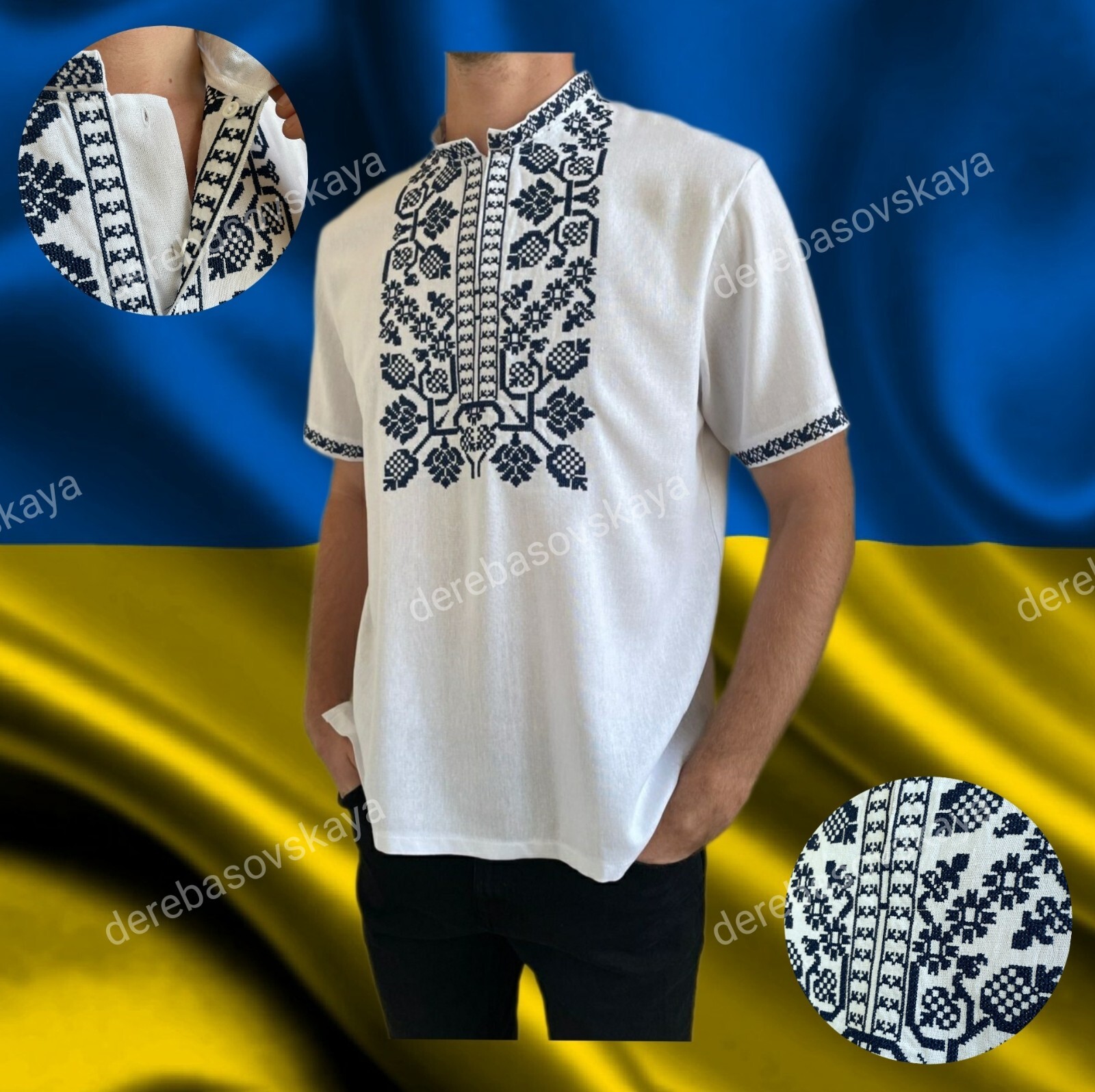Ukrainian Embroidered Tradition shirt men Sorochka Vyshyvanka Big Size(S-M)-5XL