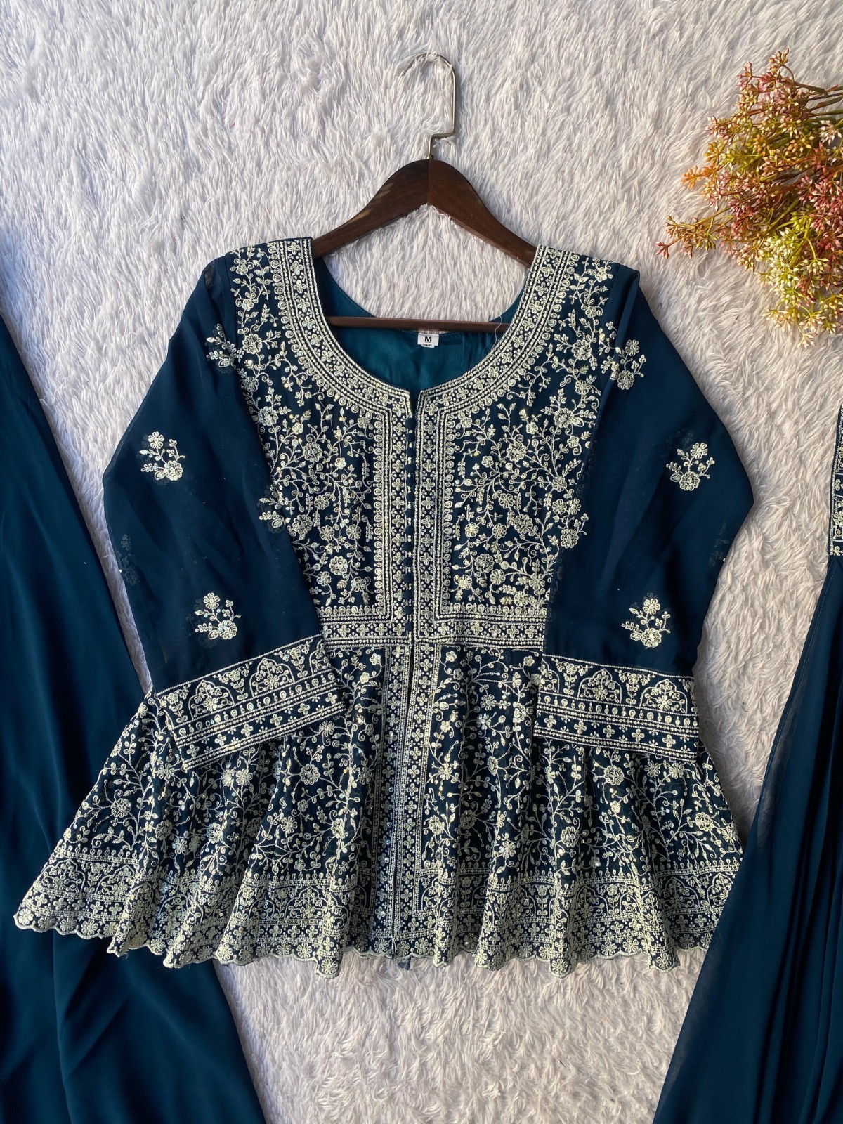 INDIAN BOLLYWOOD DESIGNER INDO WESTERN DRESS BLOUSE AND PLAZZO DRESS WEDDING EID