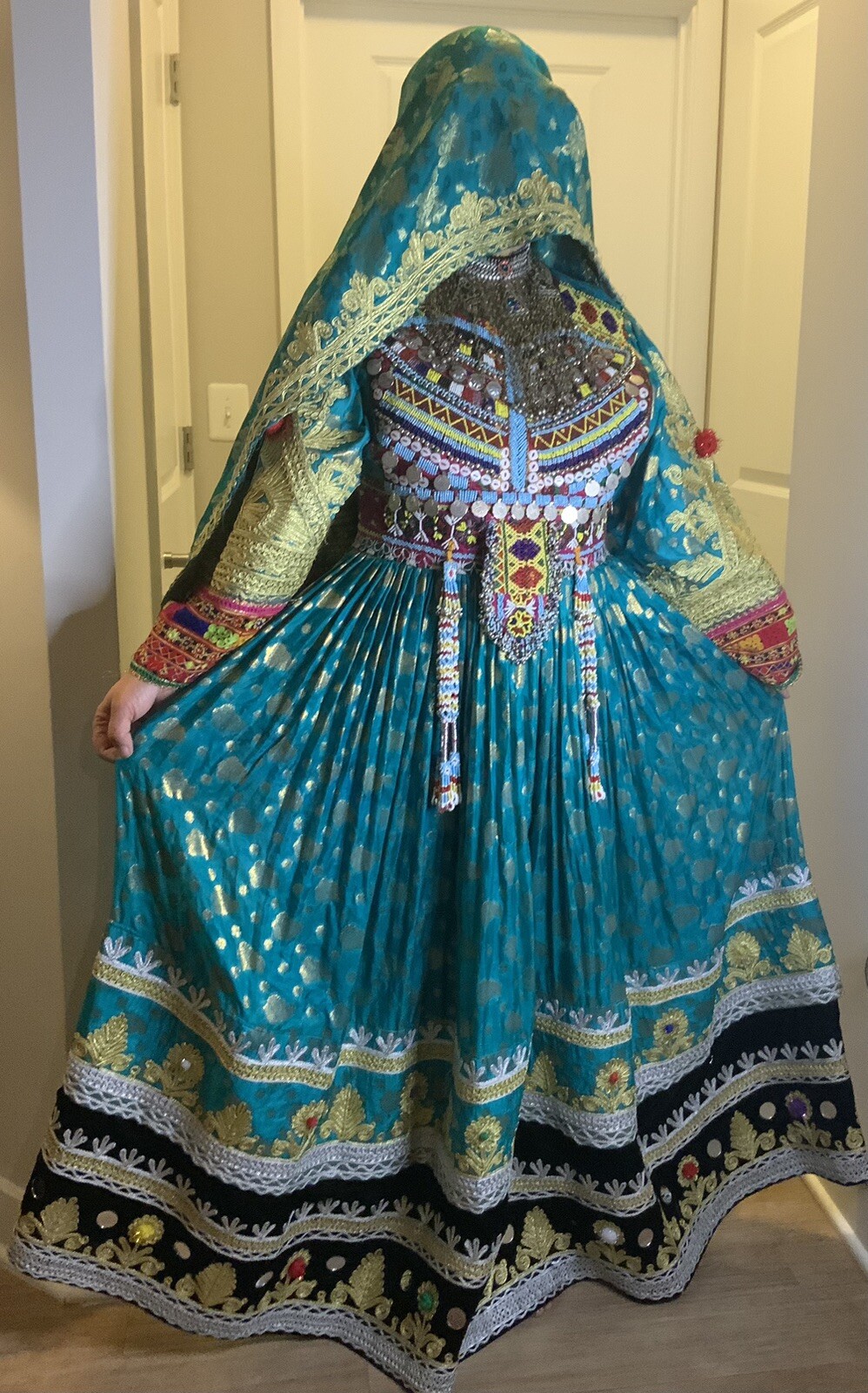 Afghan banaras silk Handmade Embroidered Dress set – Afghani Traditional dress