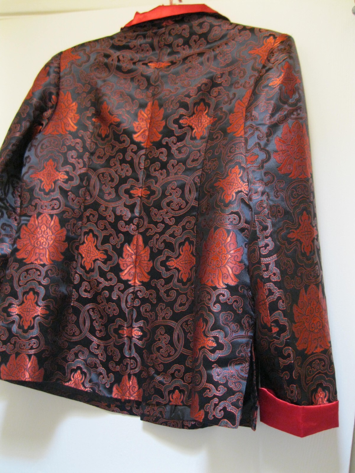 CHINESE, BLACK JACKET W/ RED COLORED DESIGNS, SZ. S., NEW.
