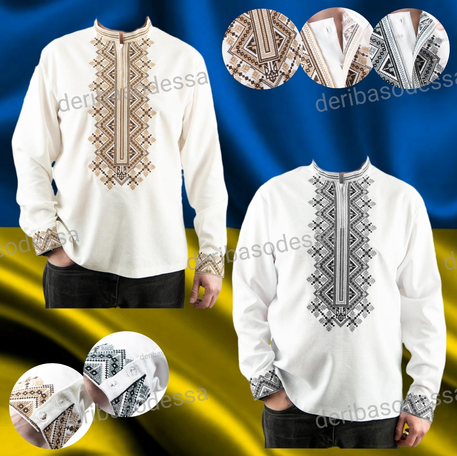 Ukrainian Embroidered Tradition shirt for men Sorochka Vyshyvanka Size(S-M)-5XL