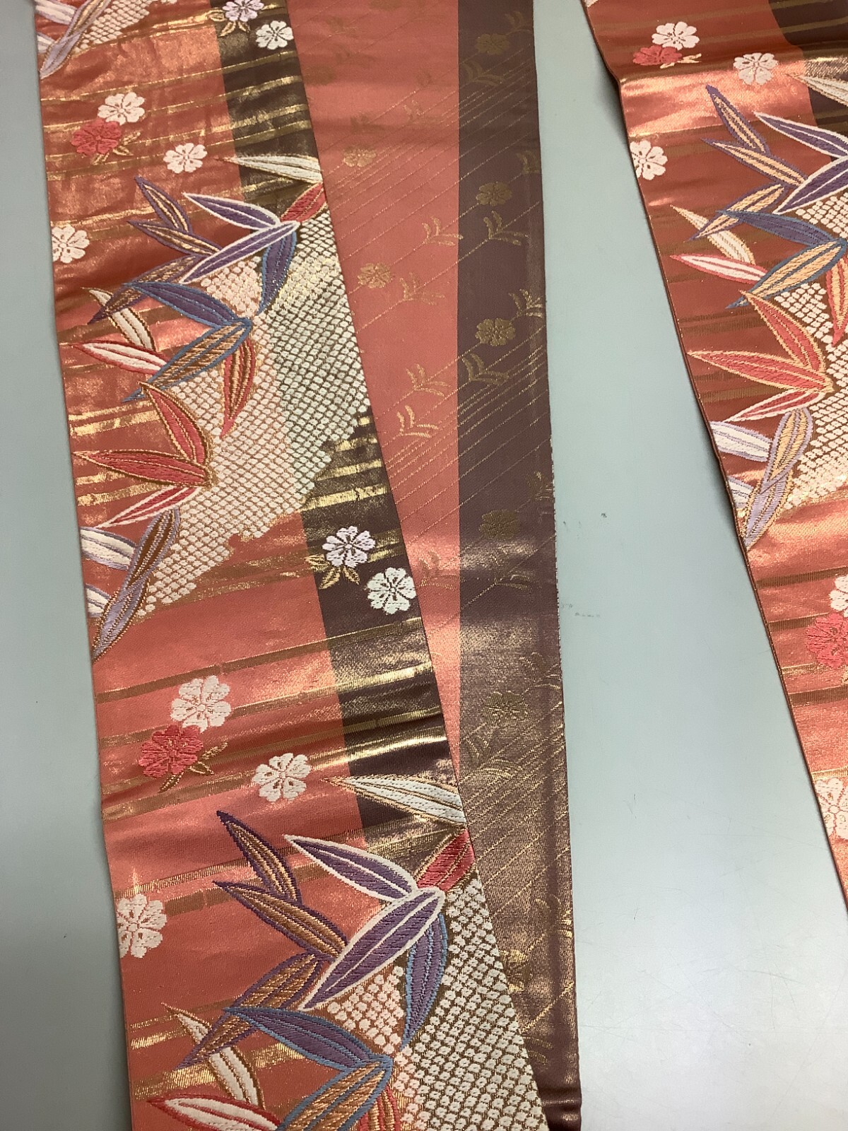 Japanese Vintage Kimono Han Obi silk pink tradition expensive embroidery 170x6in