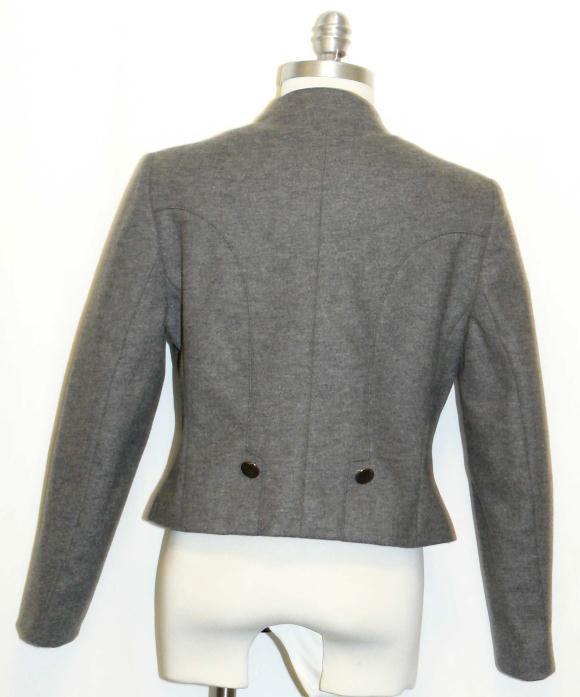 GRAY BOILED WOOL JACKET Coat Fitted German Hunt Equestrian Dirndl Short 10 M B40