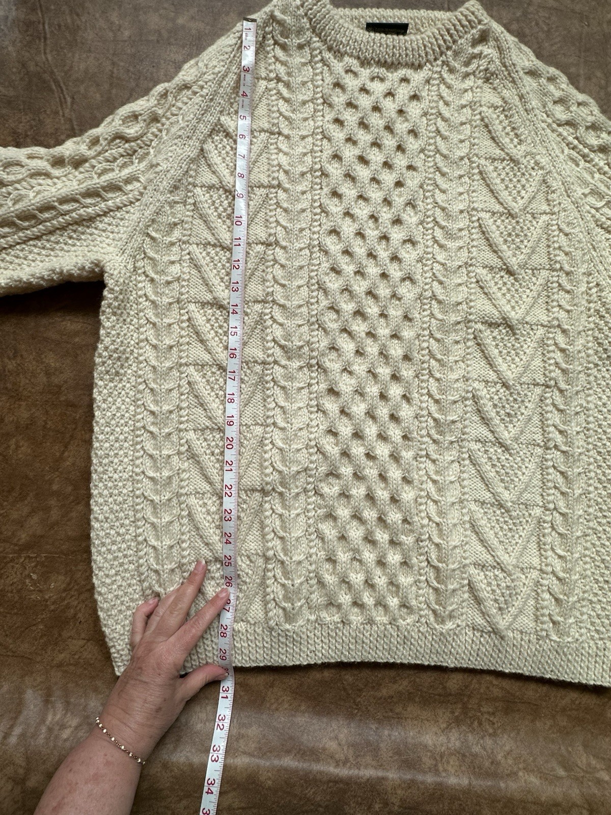 Aisling Aran Crafts Men’s X-LARGE 100% Wool Fisherman’s Crewneck Made in Ireland