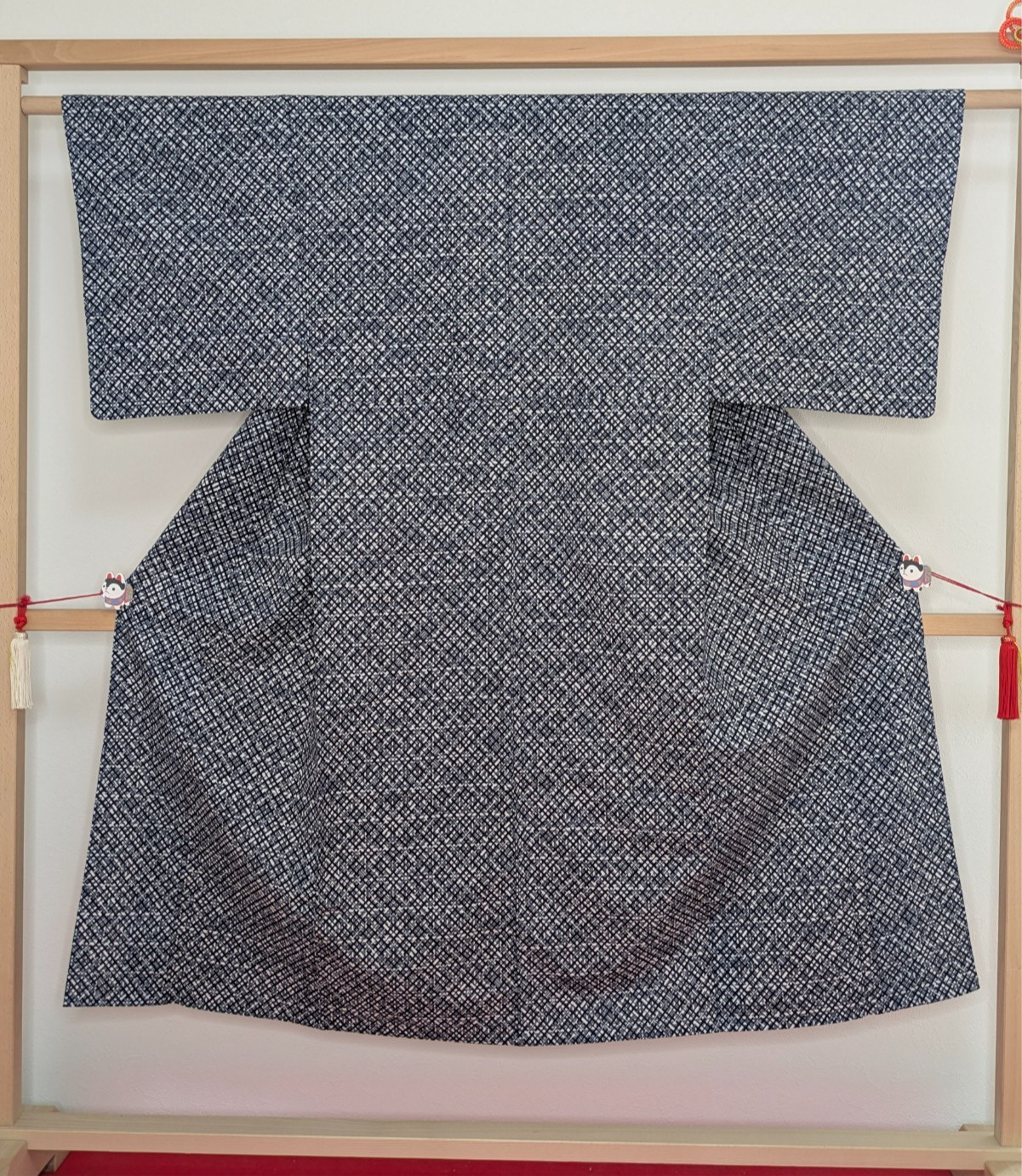 Japanese Men’s Kimono Yukata Robe White Blue Gray Geometric Squares Summer Wear