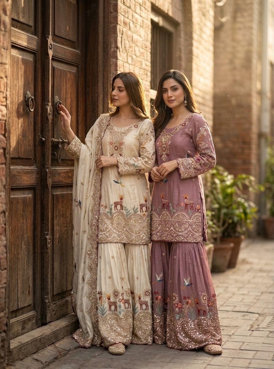 Women Kurti Sharara Bollywood Suit Indian Wedding Salwar Kameez For Party Wear