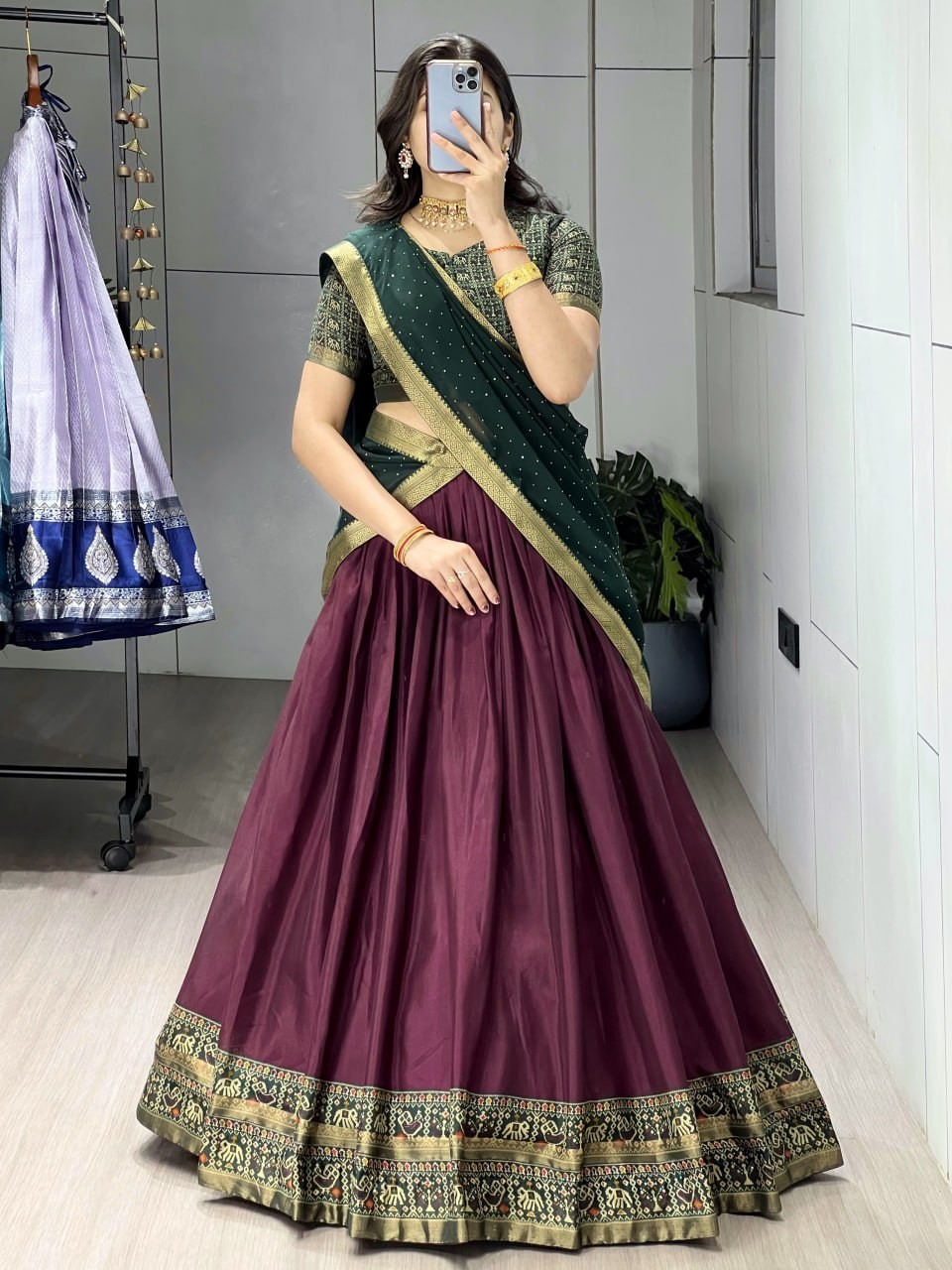 Cotton Lehenga Choli With Georgette Sparkle Dupatta outfit