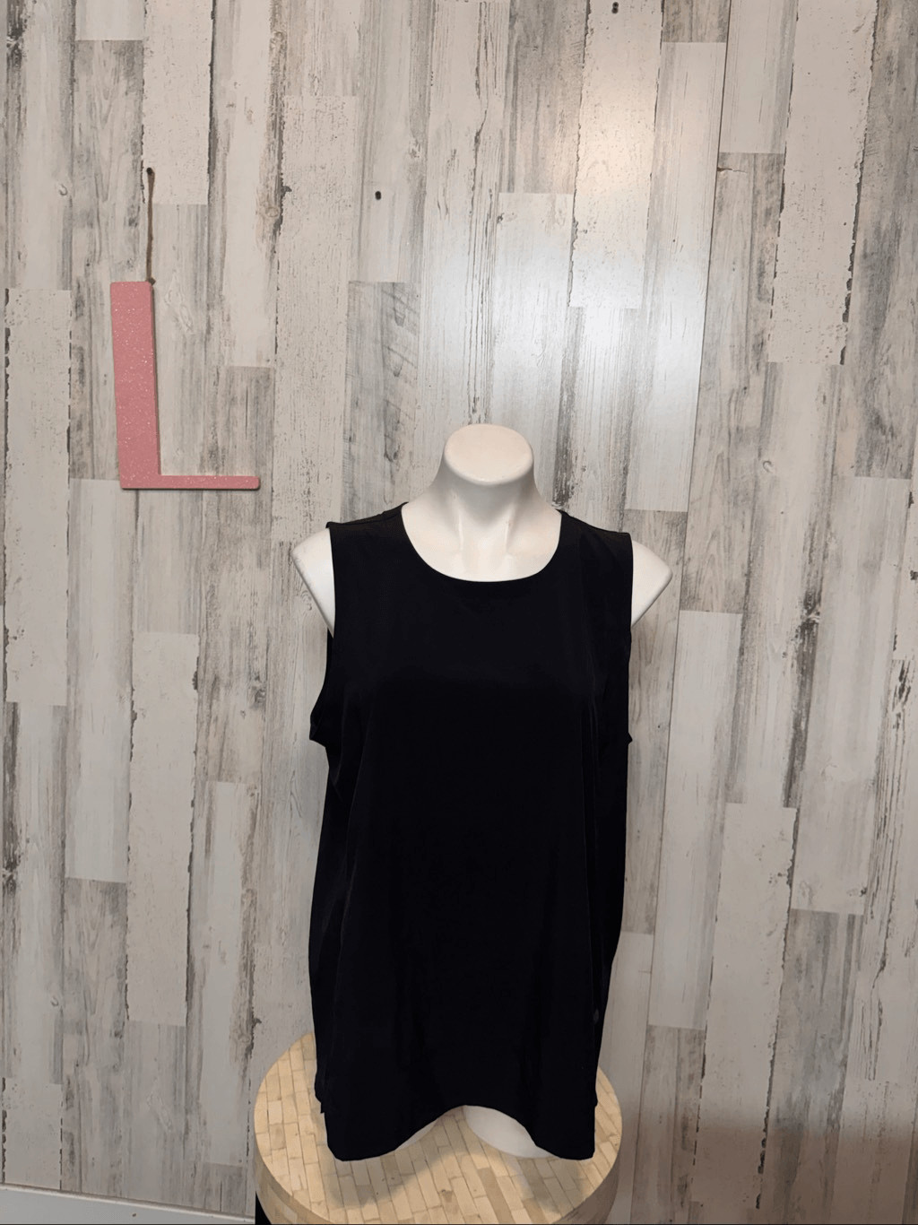 T by Talbots Black Sleeveless Tank Top Womens Size Large L Back Tie Athletic Blo