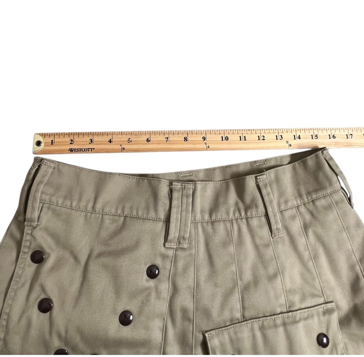 Utilikilts Men 34 Tan Snap Button Cargo Pockets Pleated Kilt Canvas USA Waist 32