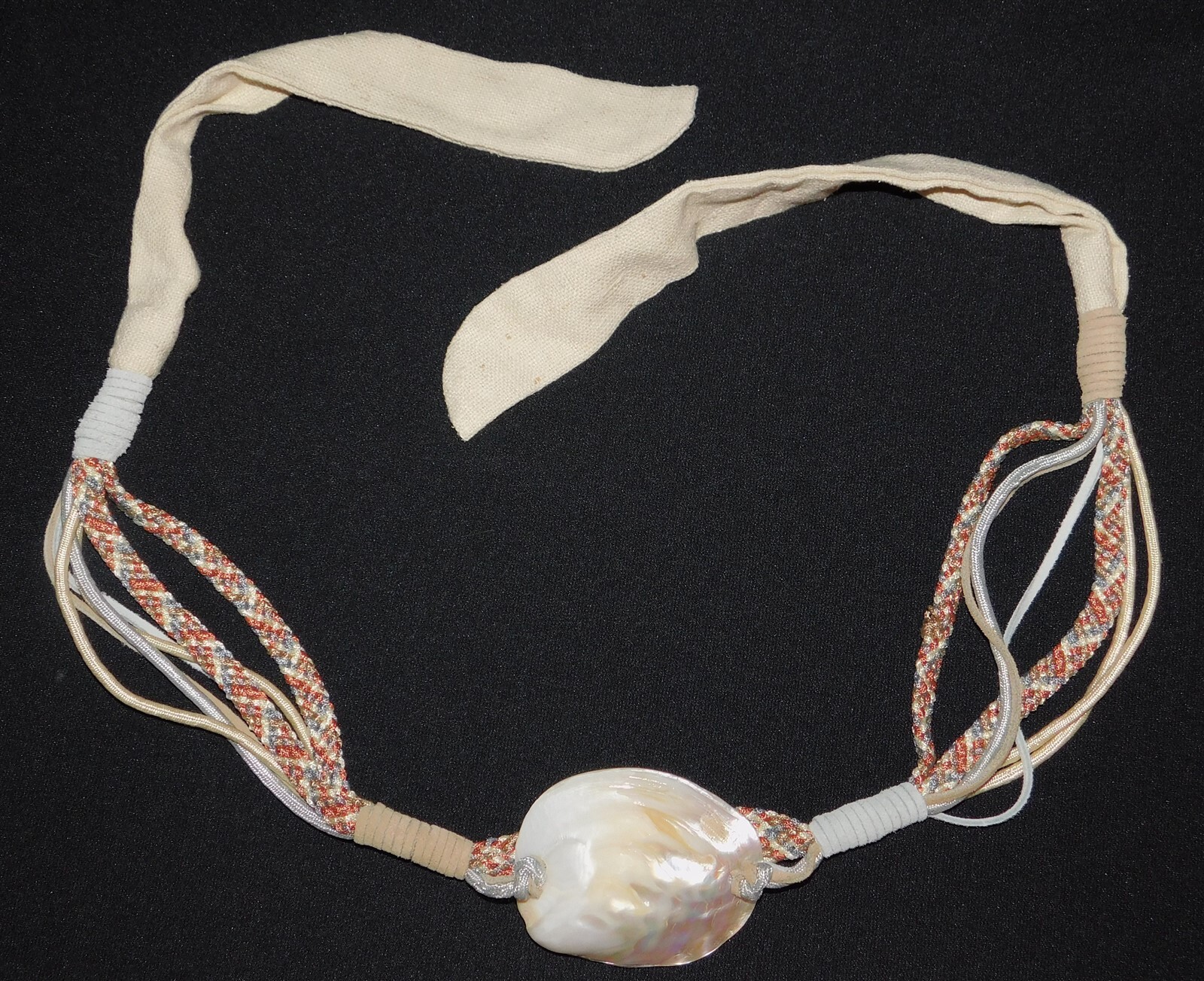 Vtg Kimono Belt Sash Large Mother of Pearl Shell MOP