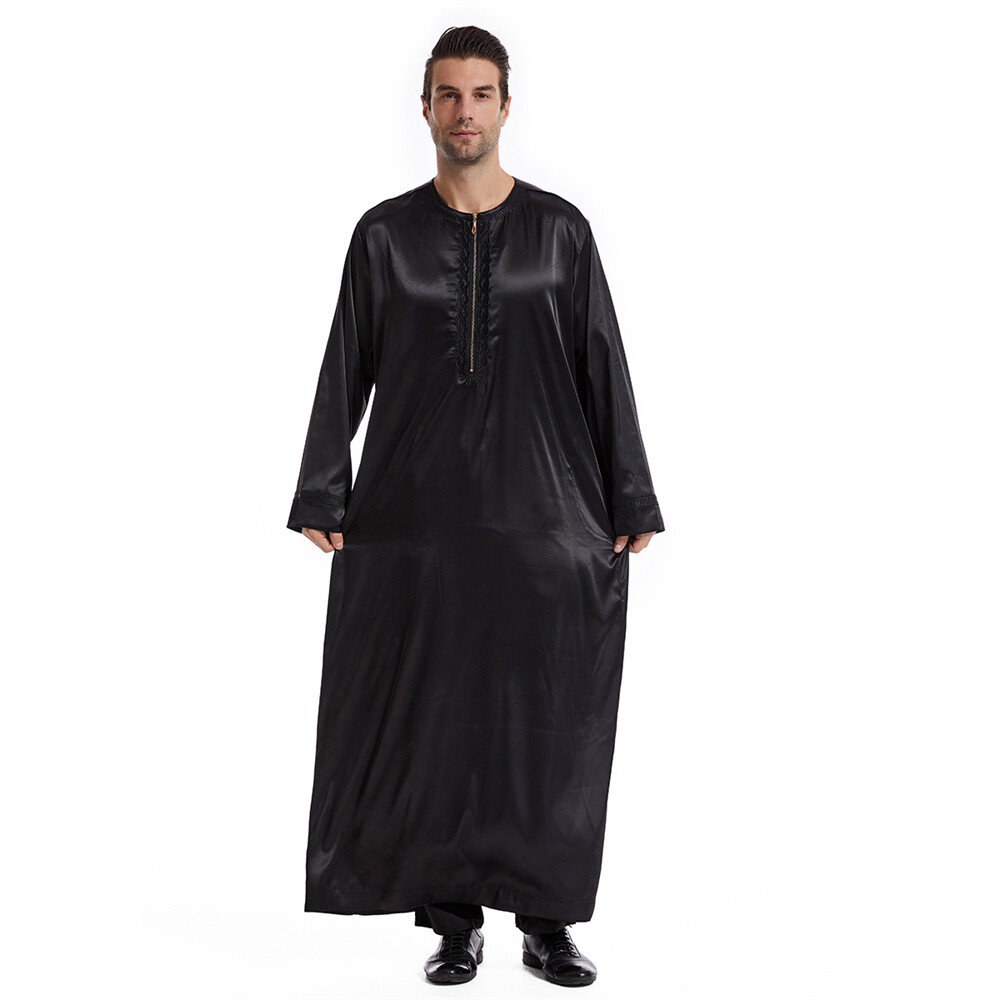 Muslim Men Saudi Abaya Kaftan Thobe Jubba Thoub Robe Dress Dishdasha Arab Gown