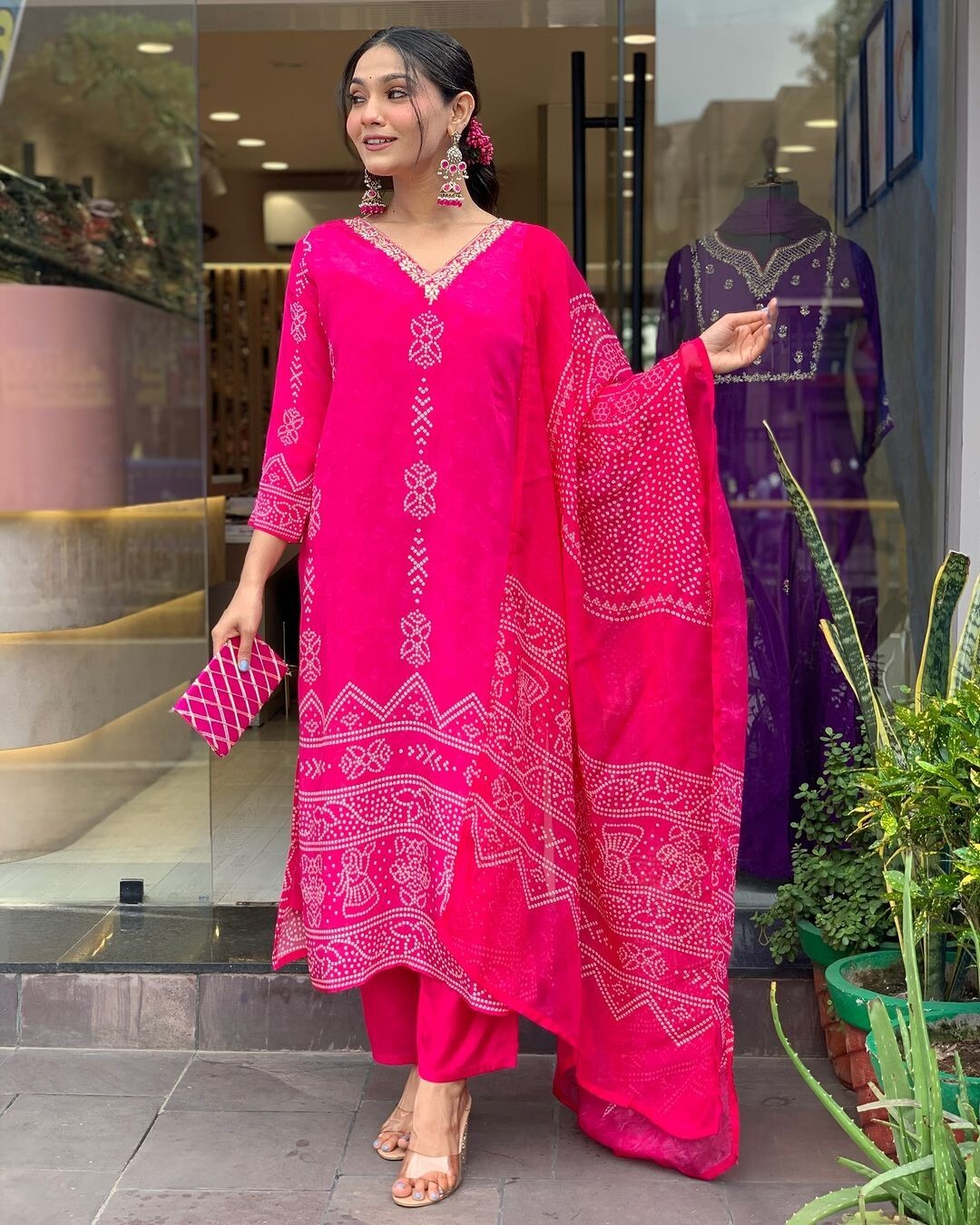 Women’ s French Crepe Embroidery Kurta with Pant & Dupatta