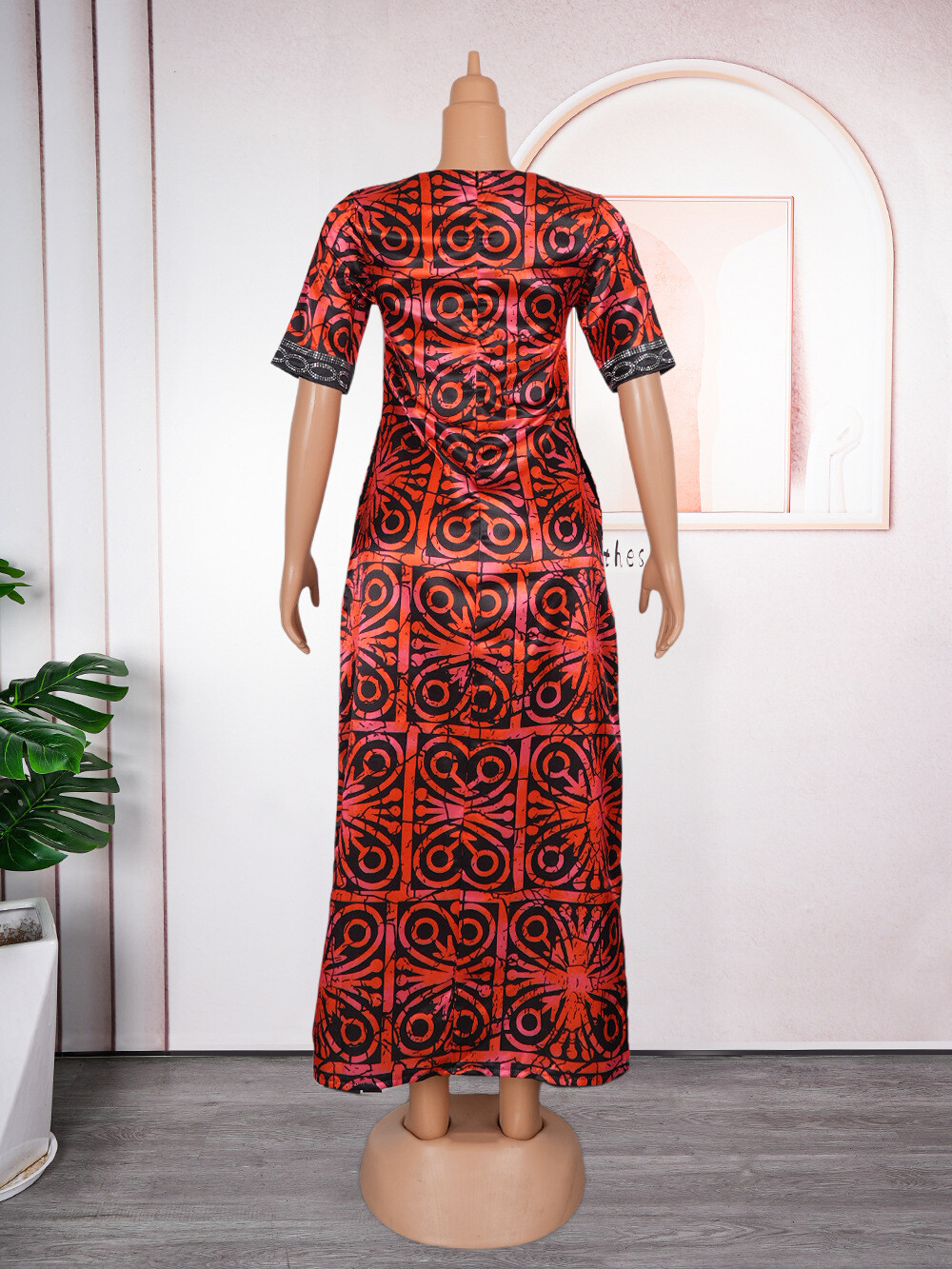 African Dashiki Women Floral V-Neck Casual Kaftan Maxi Dress Abaya Evening Gown