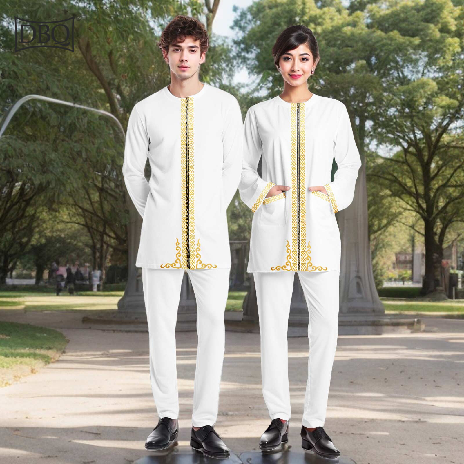 African Clothes for Couple Embroidery Blazer and Pants Set for Men and Women