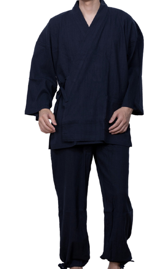 Japanese SAMUE Men’s Traditional work Wear YORYU Cotton Kimono Navy from JAPAN