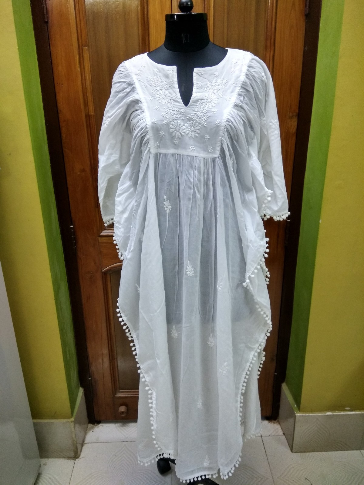 S M 2XL 3XL PONCHO HANDMADE 100% COTTON PONCHO KAFTAN CHIKAN ETHNIC KURTA TOP