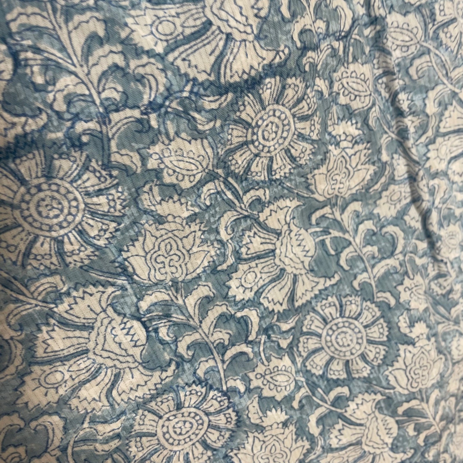 Fabindia Floral Salwar Pants Harem Cotton Women Sz Large Blue White Relaxed Fit