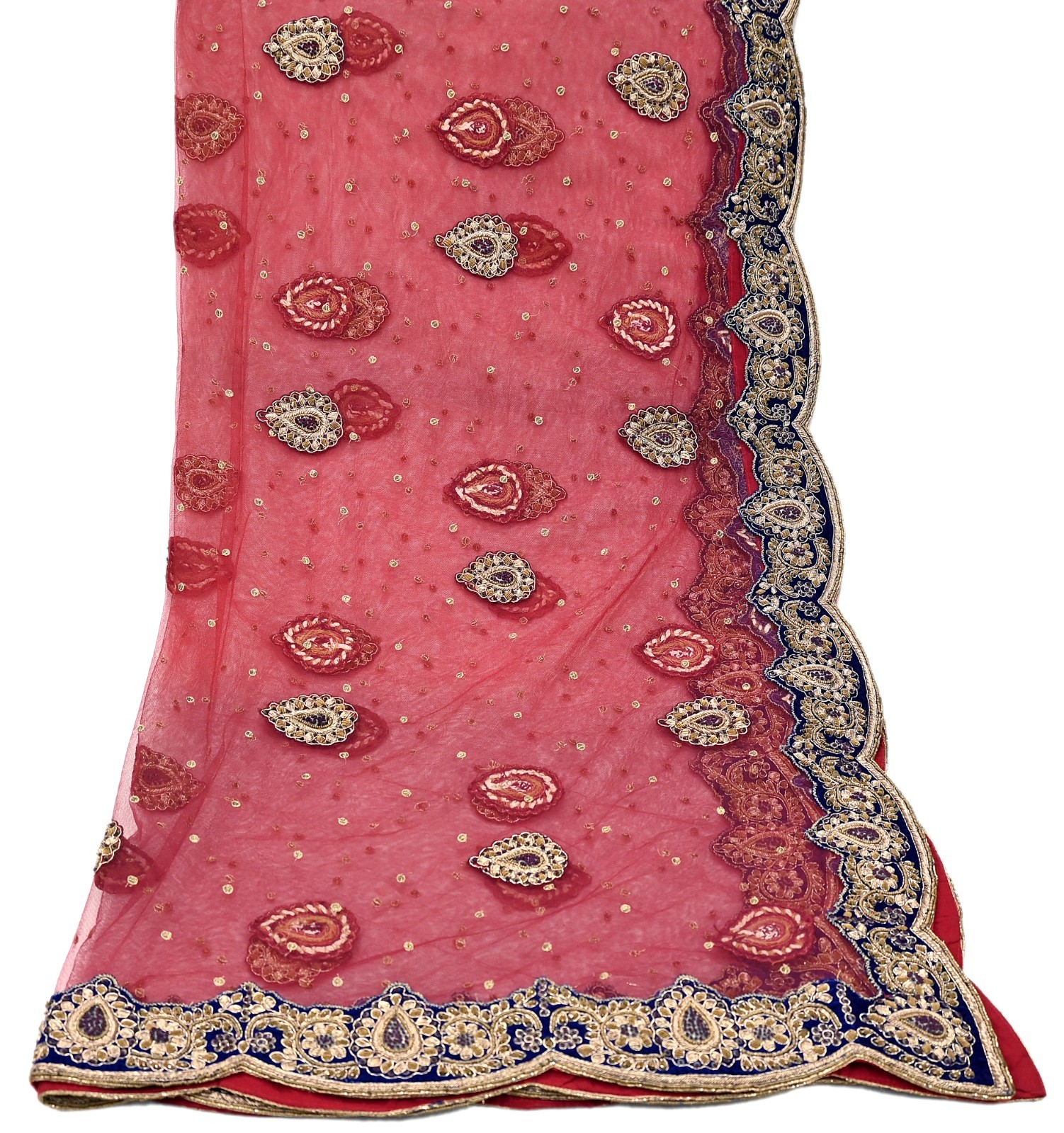 Heavy Red Raw Silk/Net Hand Embroidered Lehenga 3pcs Set By Designer Sabyasachi