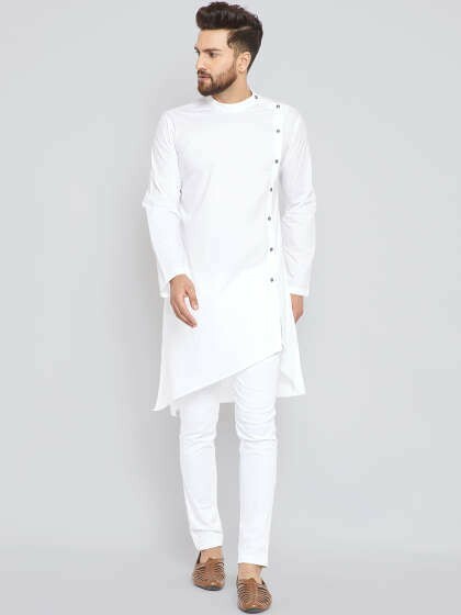 White Cotton Kurta Men Indian Clothing Fashion Shirt Embroidered Men’s Kurta