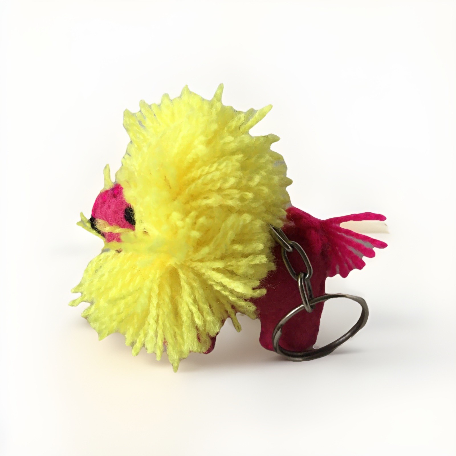 Handmade Mexican Felt Lion Keychain Key Chain Zipper Charm Zoo Animals