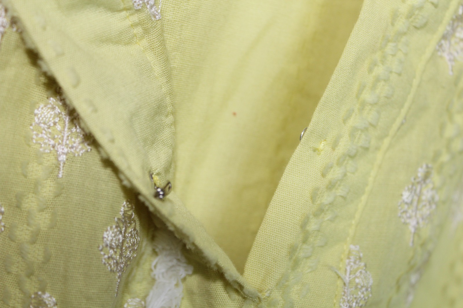 Khaadi Pakistani 100% Cotton Kurti Dress Womens 16 Yellow Lime Embroidered Tunic