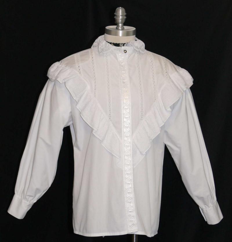 L Bust 43″ / WHITE LACE German BLOUSE Shirt Top RUFFLE Skirt Suit Dirndl Western