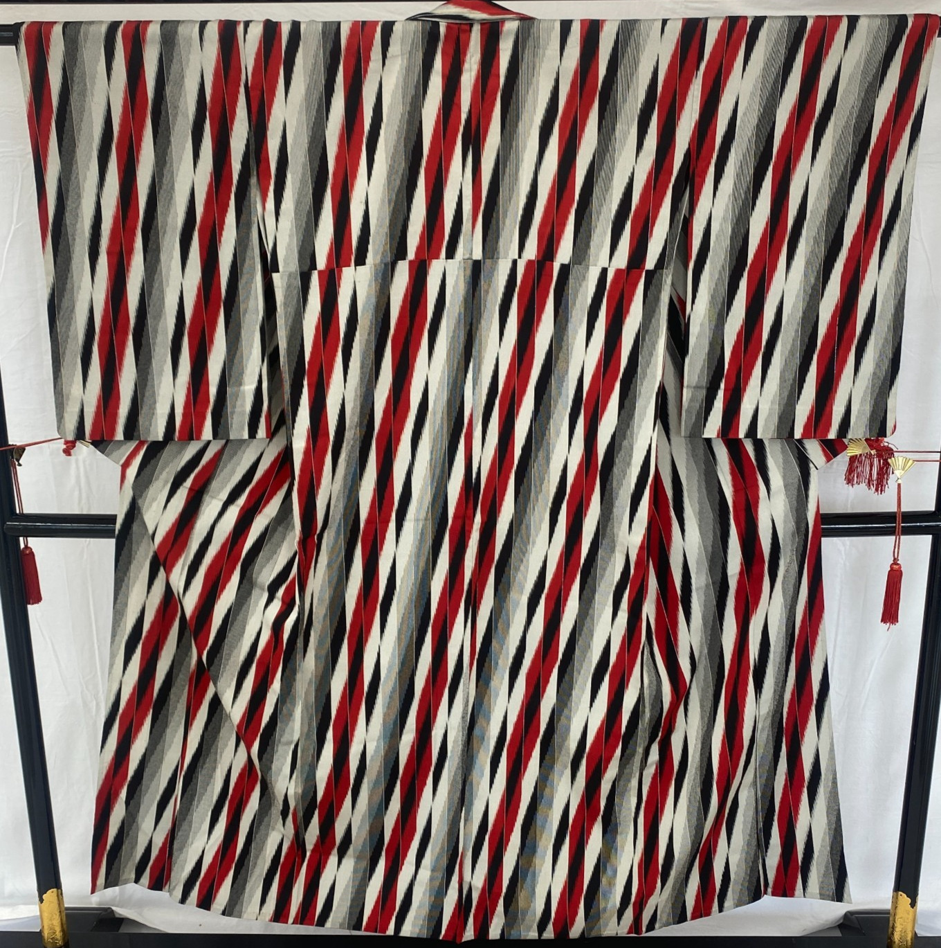 Japanese Vintage Kimono Silk Red No Lining Traditional Authentic Length59in