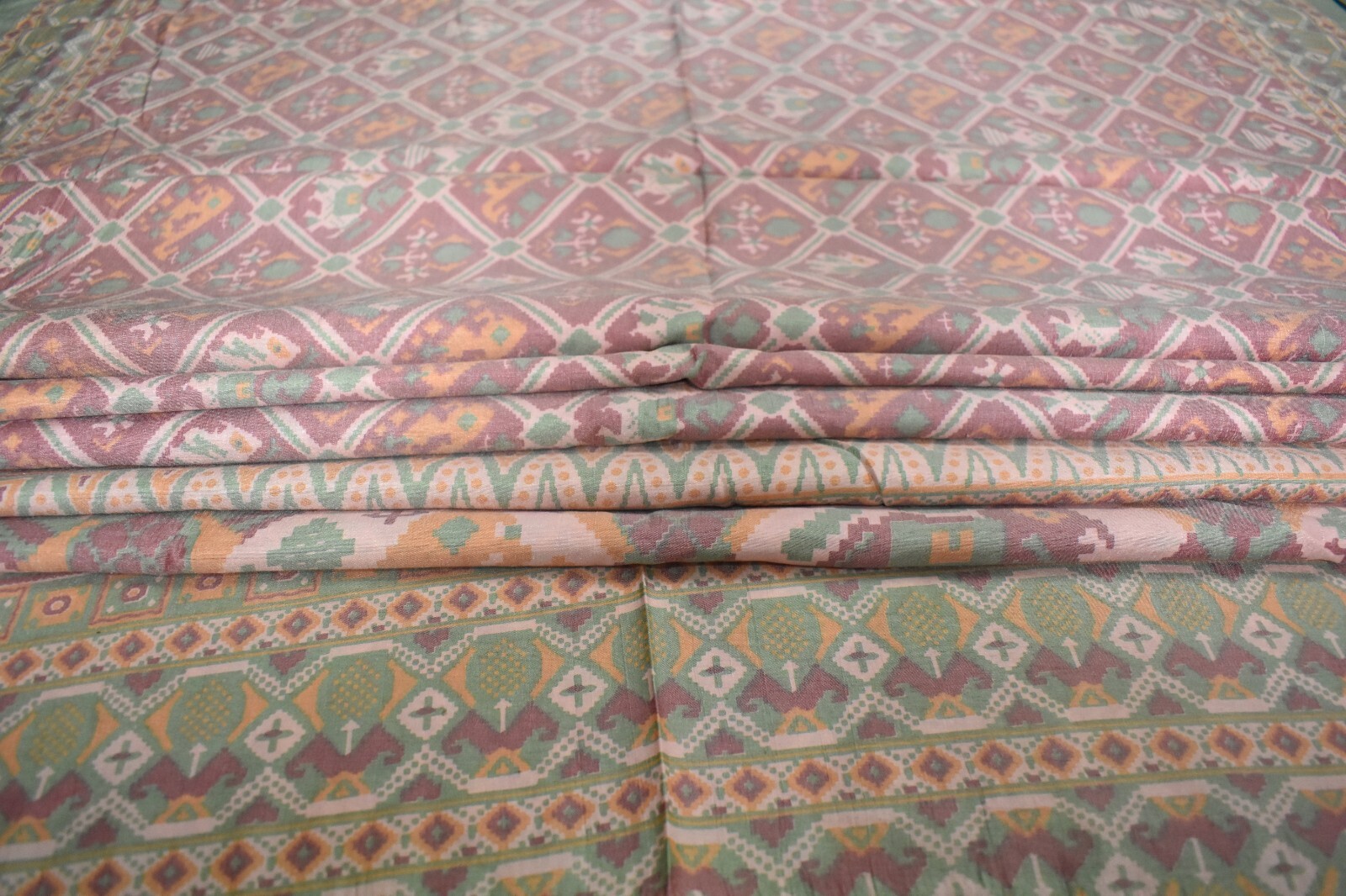 FNC Vintage Saree Maroon Sambhalpuri Hand Woven Ikat Printed Silk Sari Fabric
