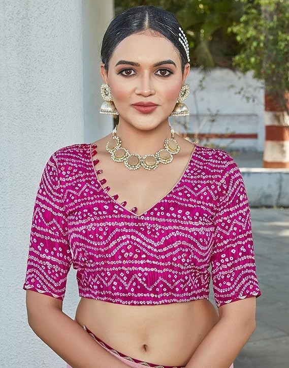 Women’s Cotton Silk Patch and Stone Work Saree With Unstitched Blouse Piece