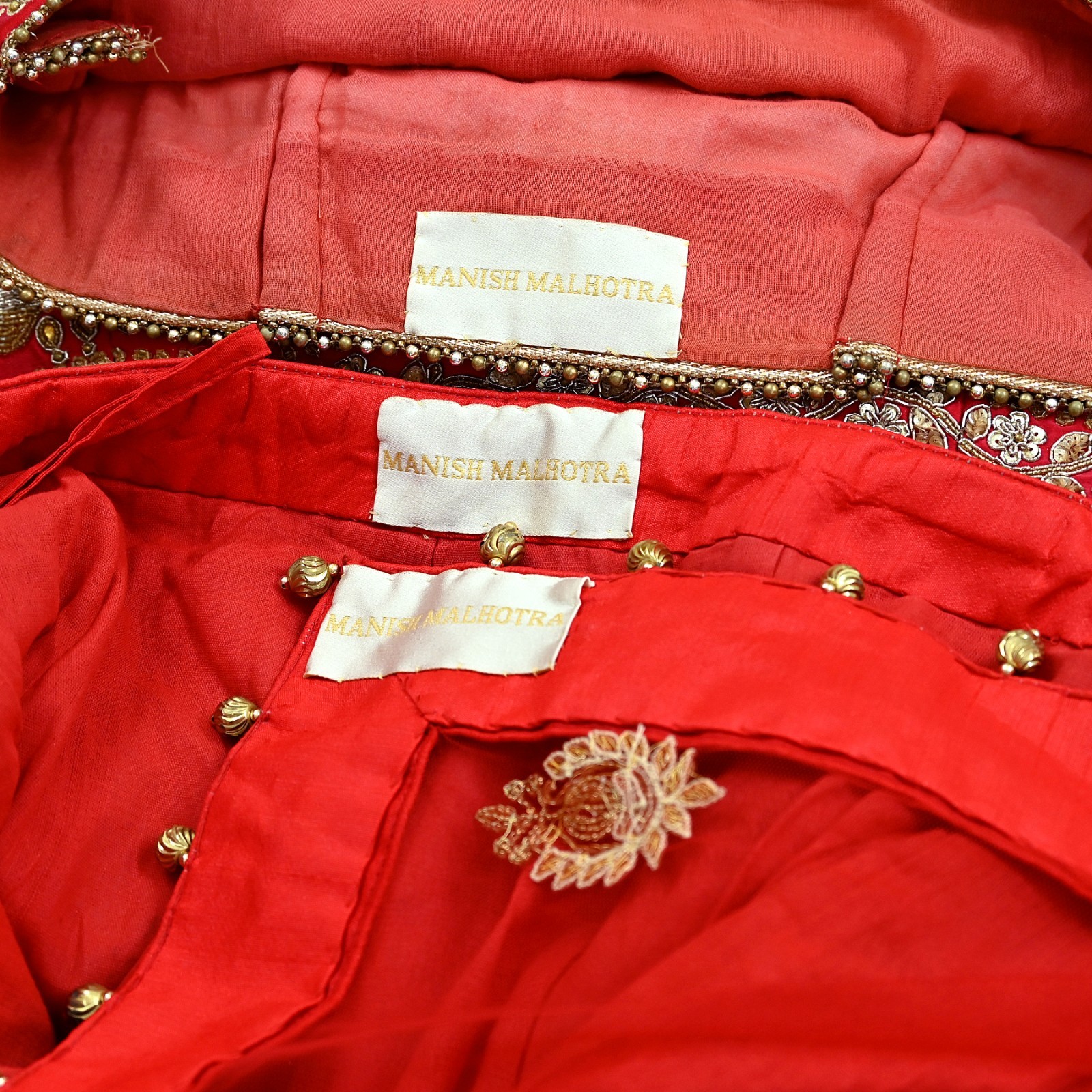 Indian Wedding Red Net/Satin Silk Hand Embroidered Designer Lehenga 3pcs set