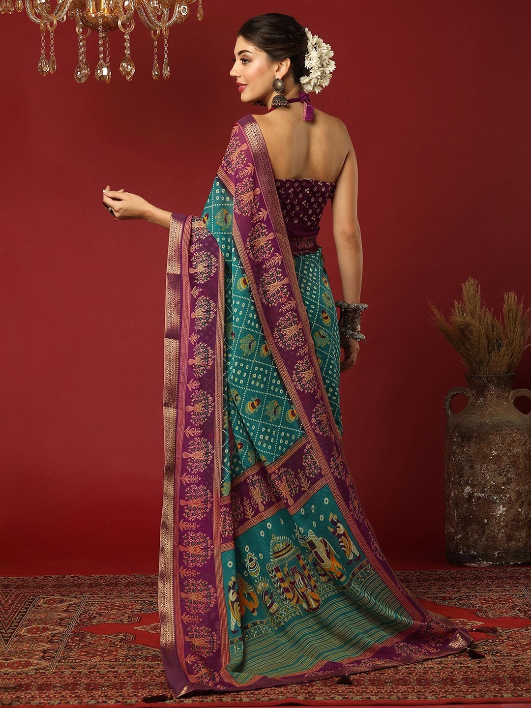 Women’s Bandhani Printed Pure Georgette Saree