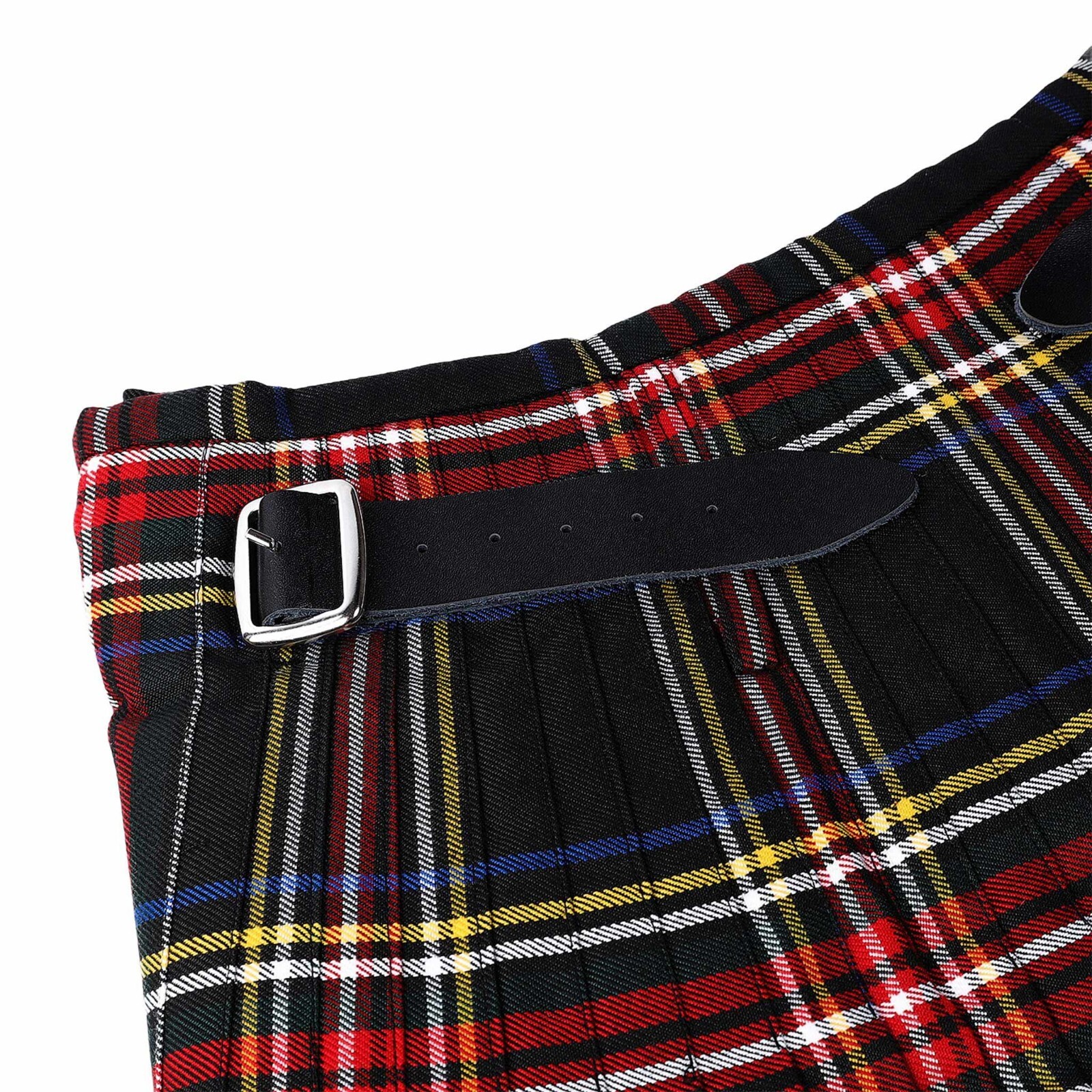 Scottish Tartan Kilt Black Stewart 8 Yards Highlander Outfit Wedding Men Dress