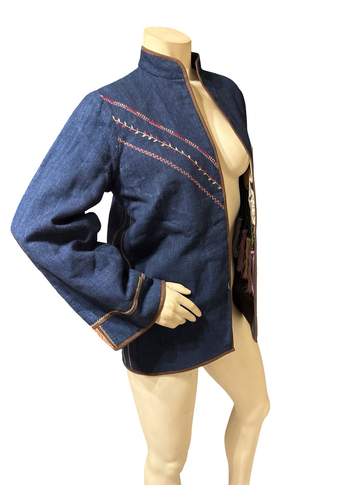 Miao Hmong Chinese Jacket Multi-color Hand Embroidered Linen Silk Apliqué Med