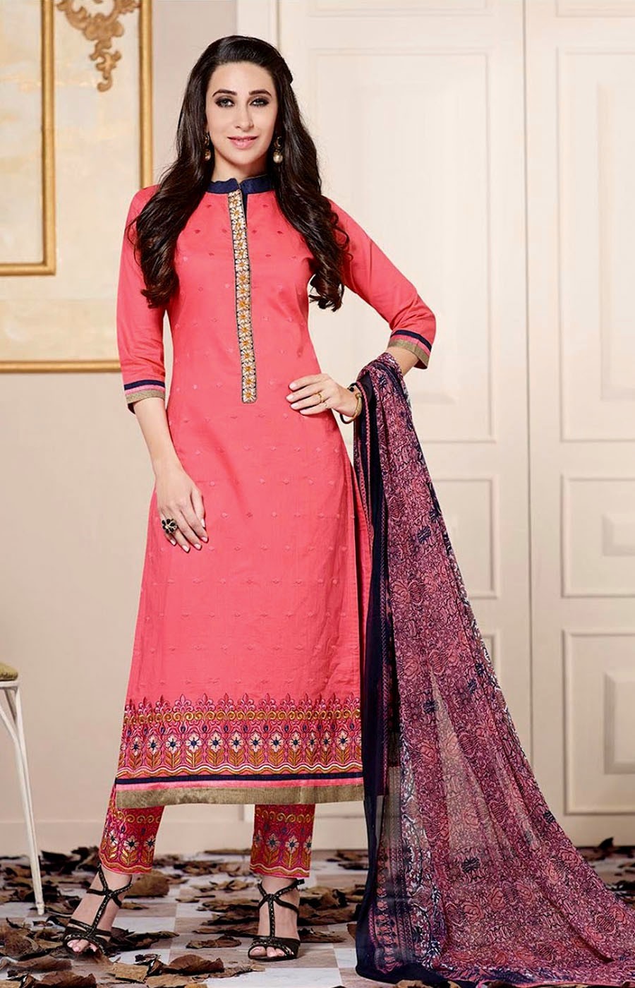CRRT PINK COTTON w EMBR INDIAN PAKISTANI READYMADE LADIES SALWAR KAMEEZ SUIT SNJ