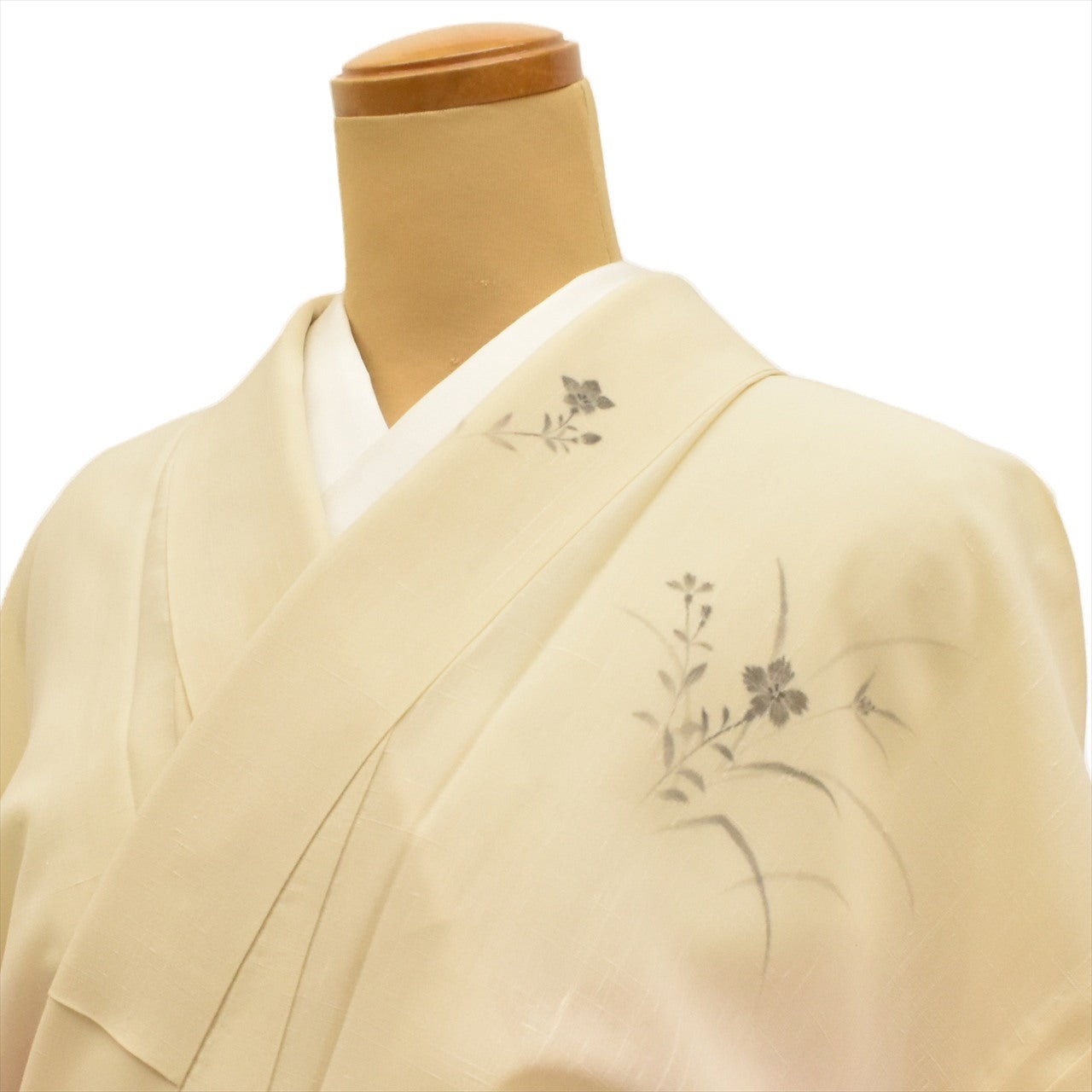 Vintage Japanese Kimono | Summer Yuki Tsumugi | Cream Silk | tt2644b
